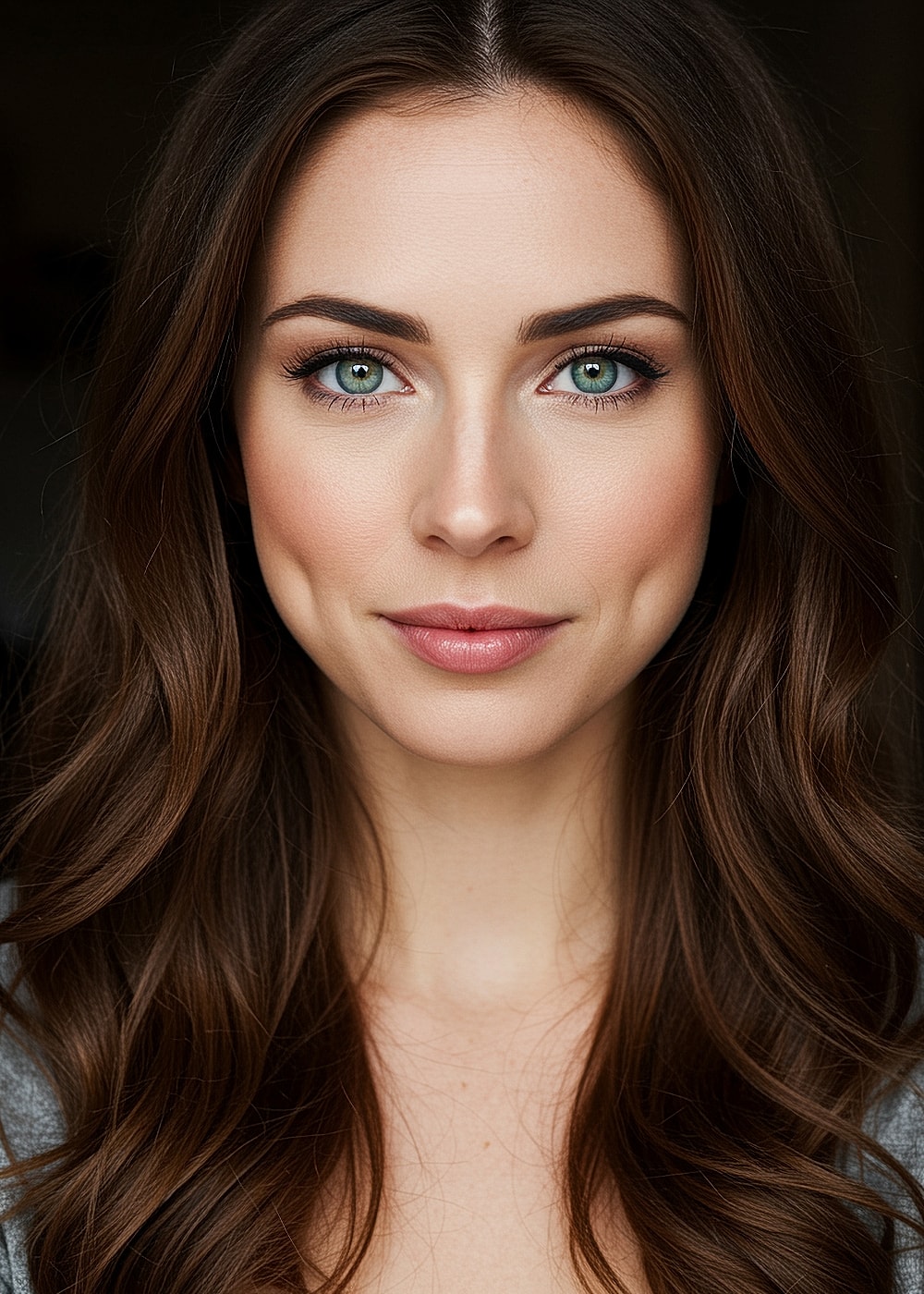 Close-up portrait of a woman with wavy hair.